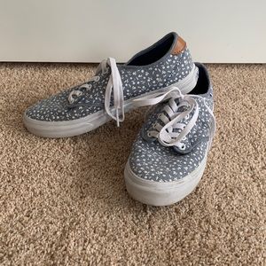 VANS denim blue with white flowers sneakers